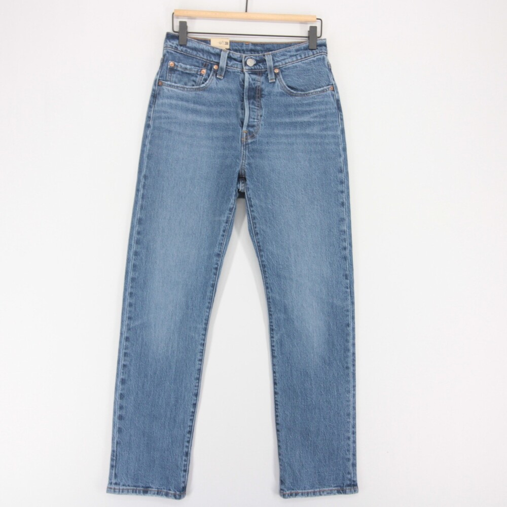 Levis 501 Original Jeans Womens 27x30 Blue Denim High Rise Straight Button Fly
